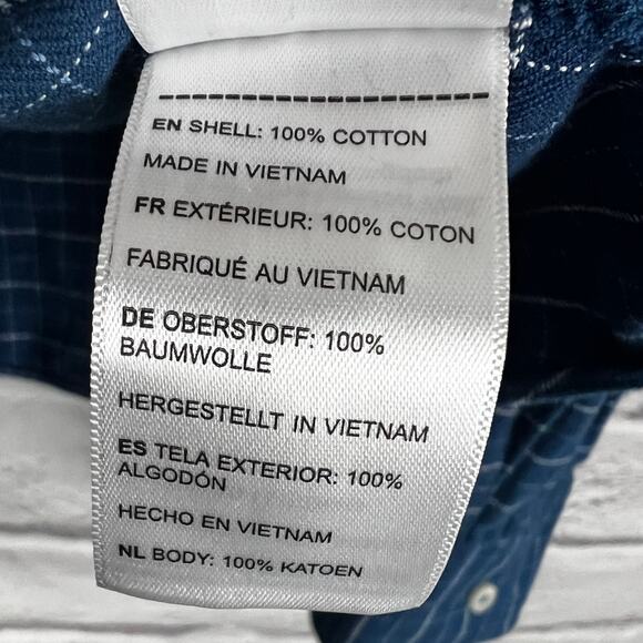 UNTUCKit Mens L Michelot Blue Windowpane Long Sleeve Cotton Button Flannel Shirt - Picture 6 of 7